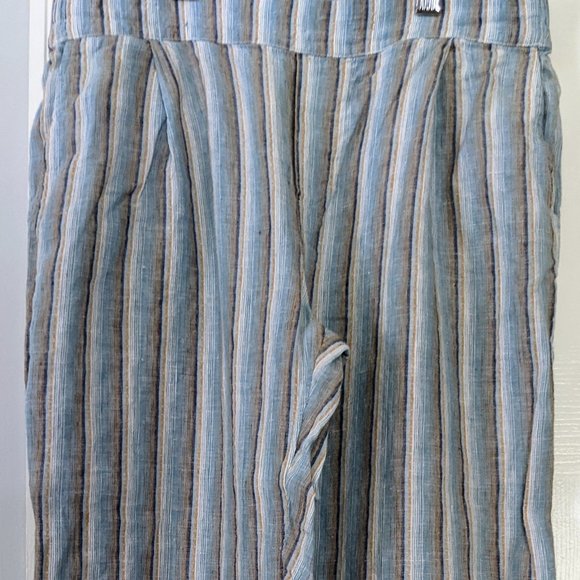 FAHERTY USA M Linen Pants 6 8 Fresh Blue Stripes Pockets and Pleats  ~NEW - Picture 4 of 12